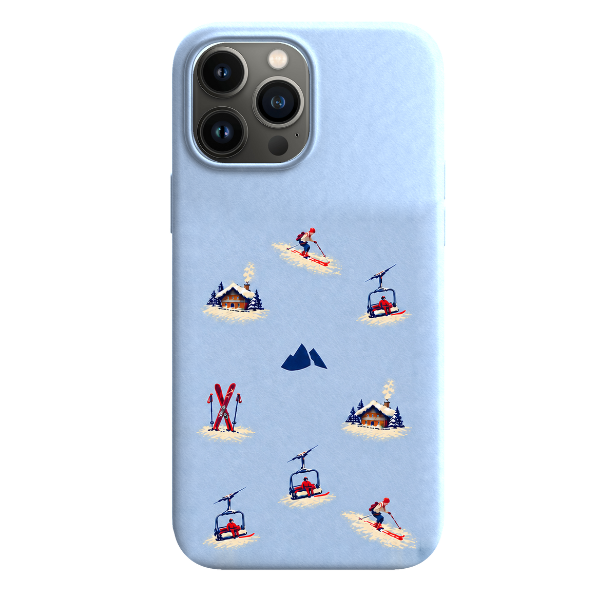 MONTIÉS Atelier Case — Alpine Club Glacier — iPhone 13 Pro Max. Exacte Apple-model/kleuridentiteit nog niet sluitend bevestigd. Conceptvisualisatie; fysieke MONTIÉS-hoesgeometrie nog niet bevestigd.