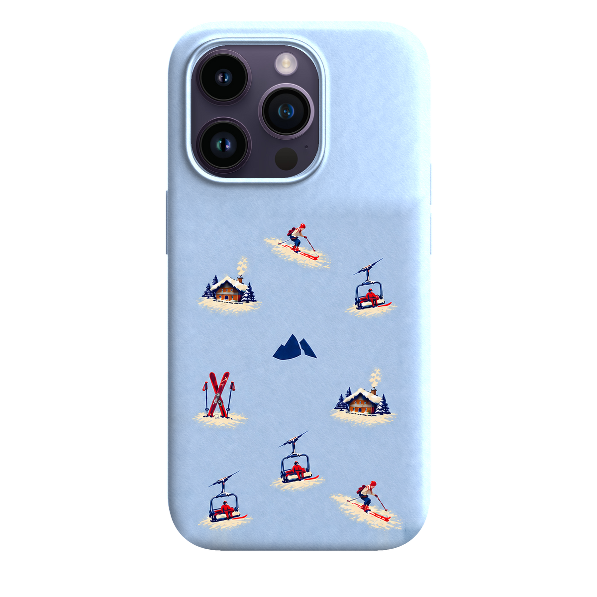 MONTIÉS Atelier Case — Alpine Club Glacier — iPhone 14 Pro. Exacte Apple-model/kleuridentiteit nog niet sluitend bevestigd. Conceptvisualisatie; fysieke MONTIÉS-hoesgeometrie nog niet bevestigd.