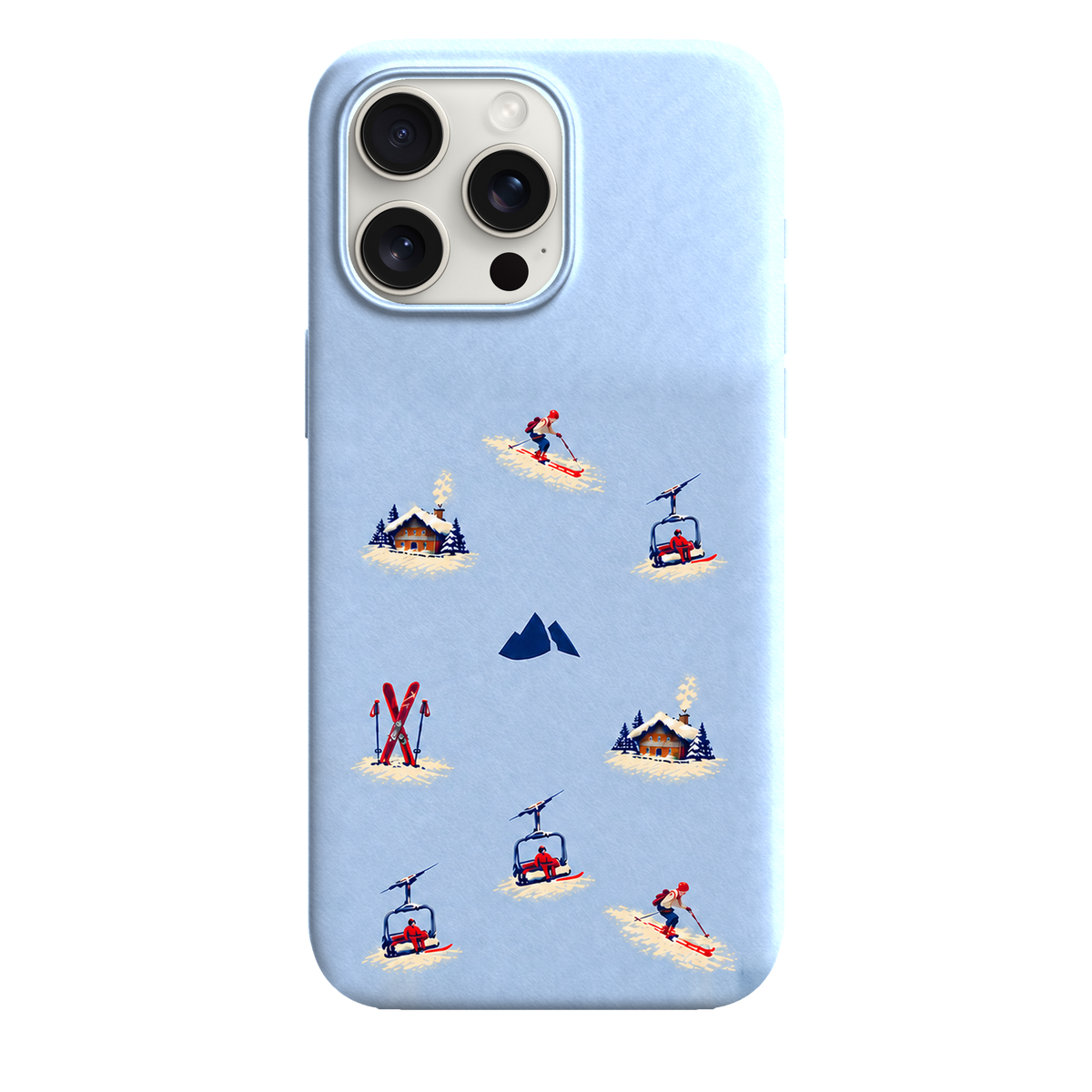 MONTIÉS Atelier Case — Alpine Club Glacier — iPhone 15 Pro Max, Apple White Titanium. Conceptvisualisatie; fysieke MONTIÉS-hoesgeometrie nog niet bevestigd.