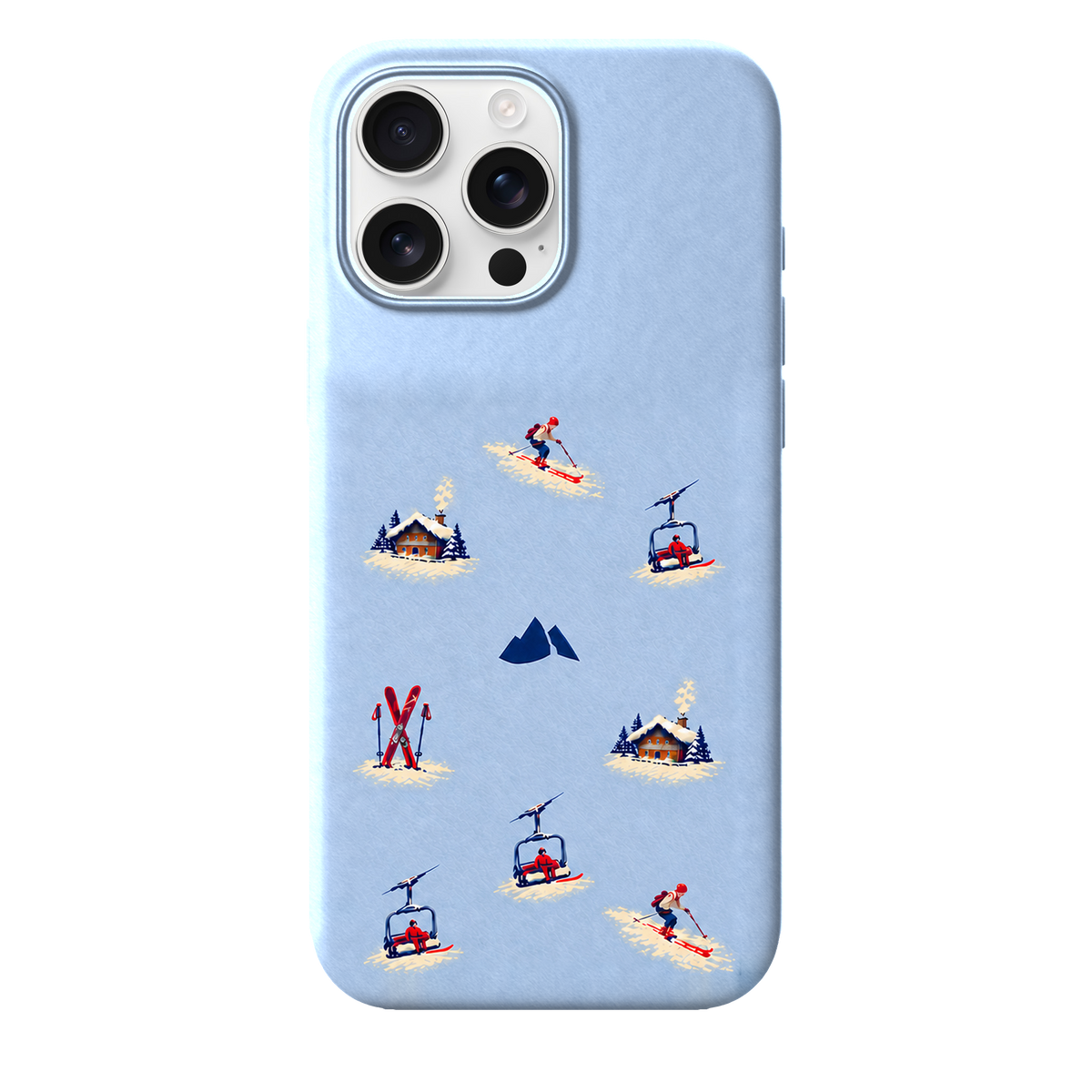 MONTIÉS Atelier Case — Alpine Club Glacier — iPhone 16 Pro Max, Apple White Titanium. Conceptvisualisatie; fysieke MONTIÉS-hoesgeometrie nog niet bevestigd.