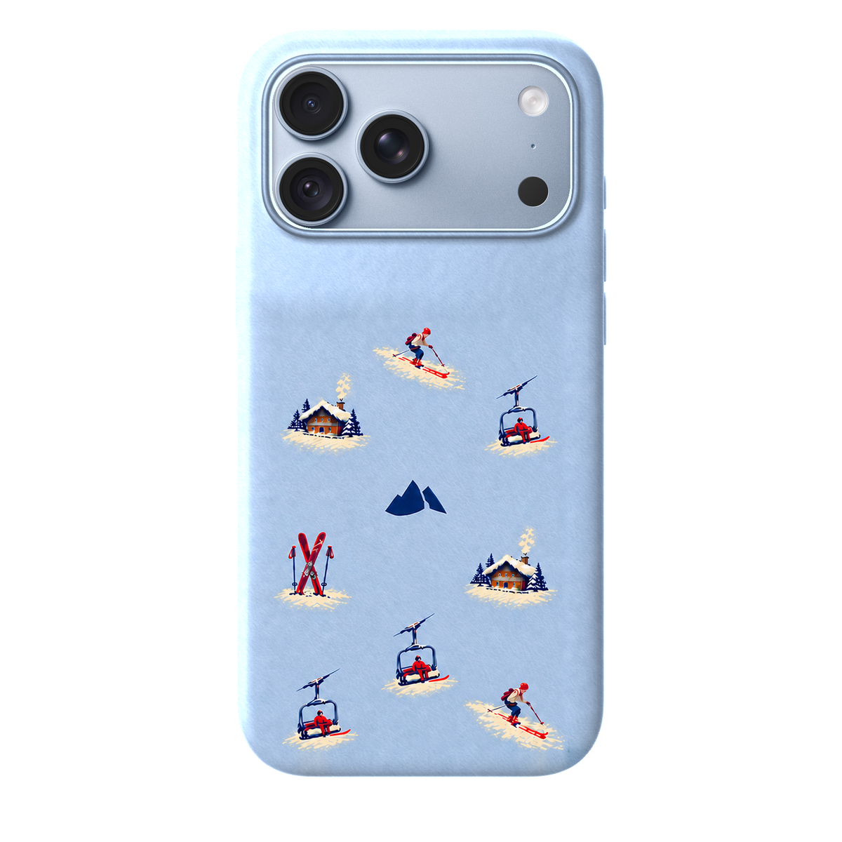 MONTIÉS Atelier Case — Alpine Club Glacier — iPhone 18 Pro Max, Apple Glacier. Conceptvisualisatie; fysieke MONTIÉS-hoesgeometrie nog niet bevestigd.